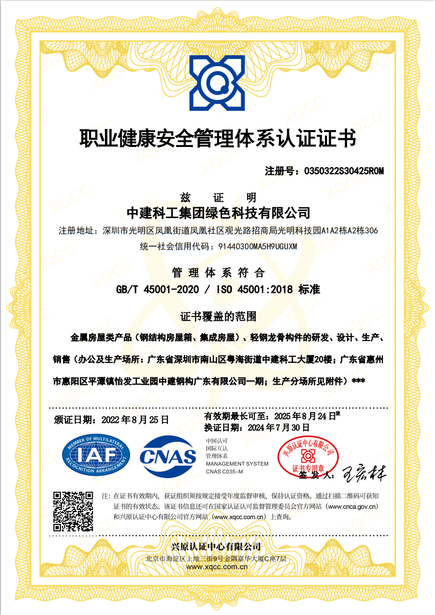 职业健康安全管理体系认证（ISO 45001）